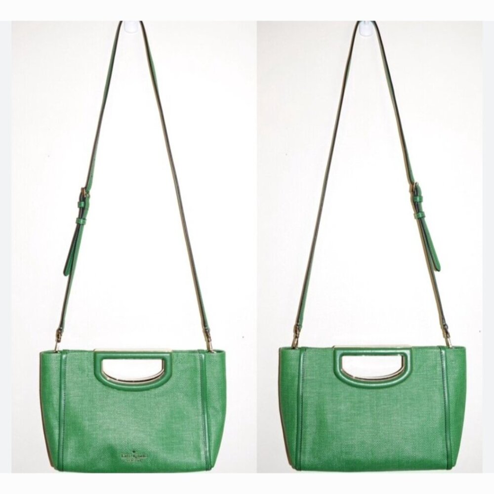 BRAND NEW KATE  SPADE GREEN BEAN STRAW LEATHER - Picture 2 of 6